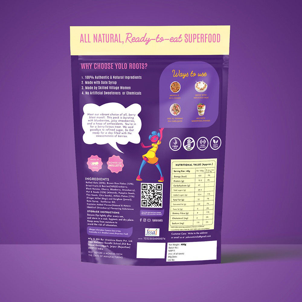 Berry Blast Muesli With Blueberry and Strawberry Pack Of 400g