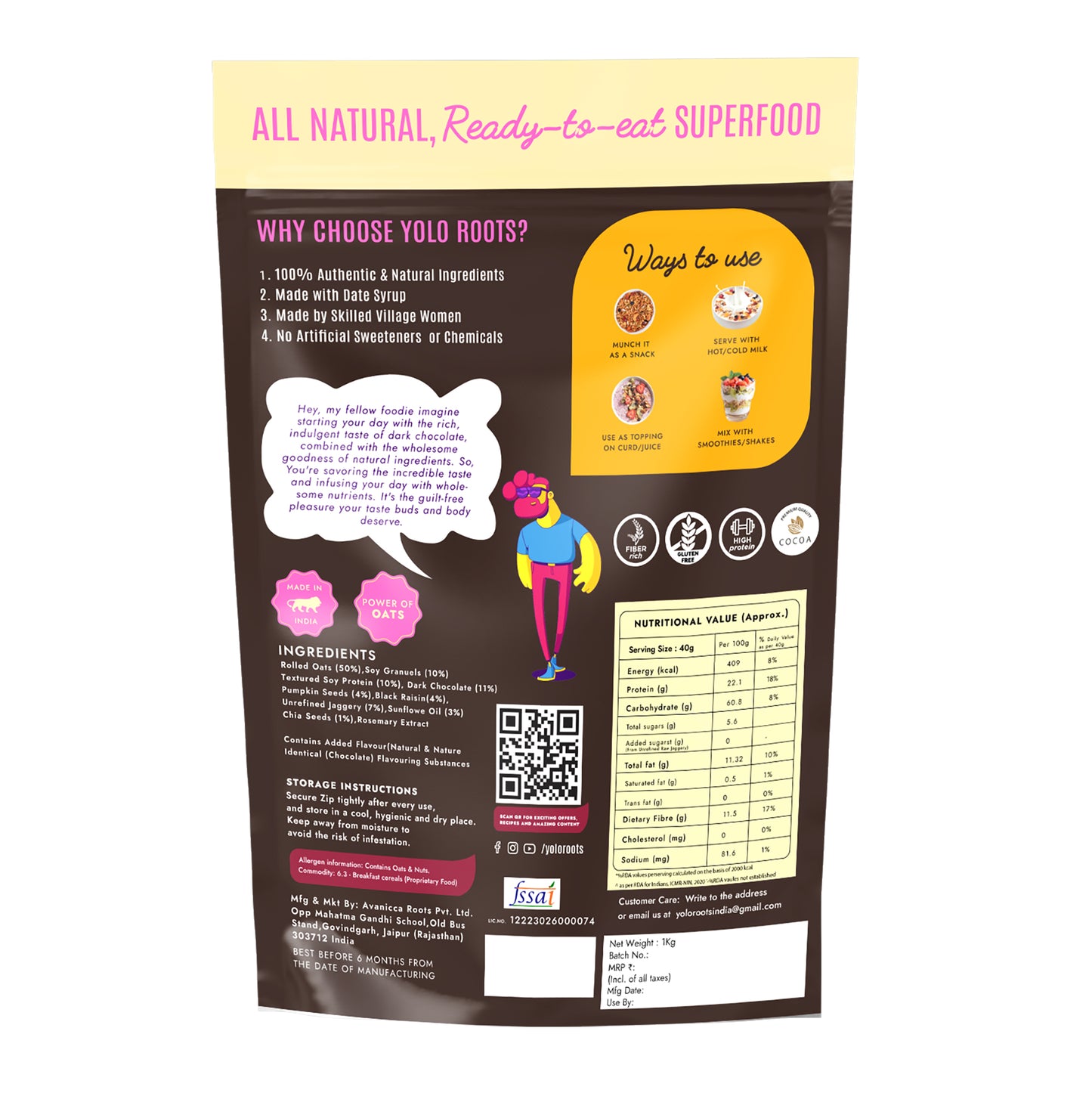 High Protein Dark Chocolate Oats Pack Of 1 Kg