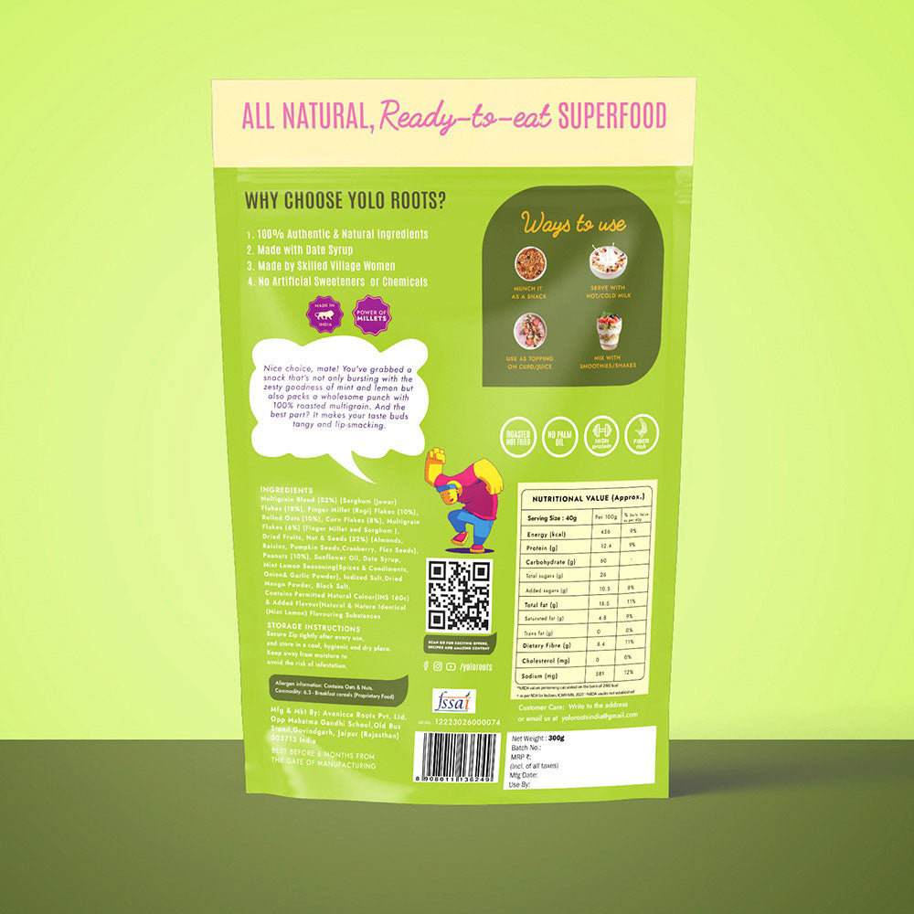 Mint Lemon Roasted Multigrain Namkeen Pack Of 300g