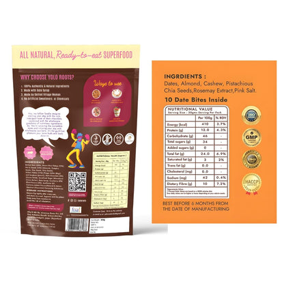 Yolo Roots Choco Crunchy Muesli 400g & Date Nut Bites Barfi 200g Combo