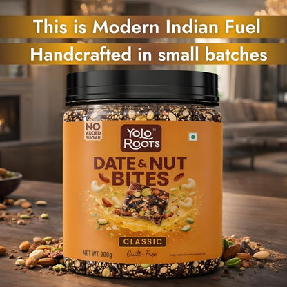 Yolo Roots Fruits Nuts Muesli 400g & Date Nut Barfi 200g Combo