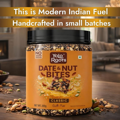 Yolo Roots Choco Crunchy Muesli 400g & Date Nut Bites Barfi 200g Combo