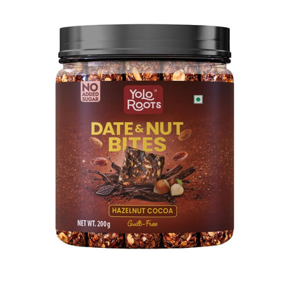 Yolo Roots Date & Nut Bites Hazelnut Cocoa Flavor 200g | No Added Sugar | Healthy Chocolate