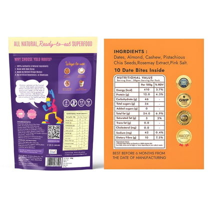 Yolo Roots Fruits Nuts Muesli 400g & Date Nut Barfi 200g Combo