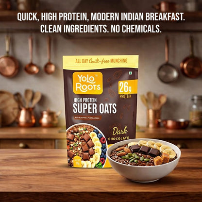 High Protein Dark Chocolate Oats 26g - Sweetened With Organic Jaggery