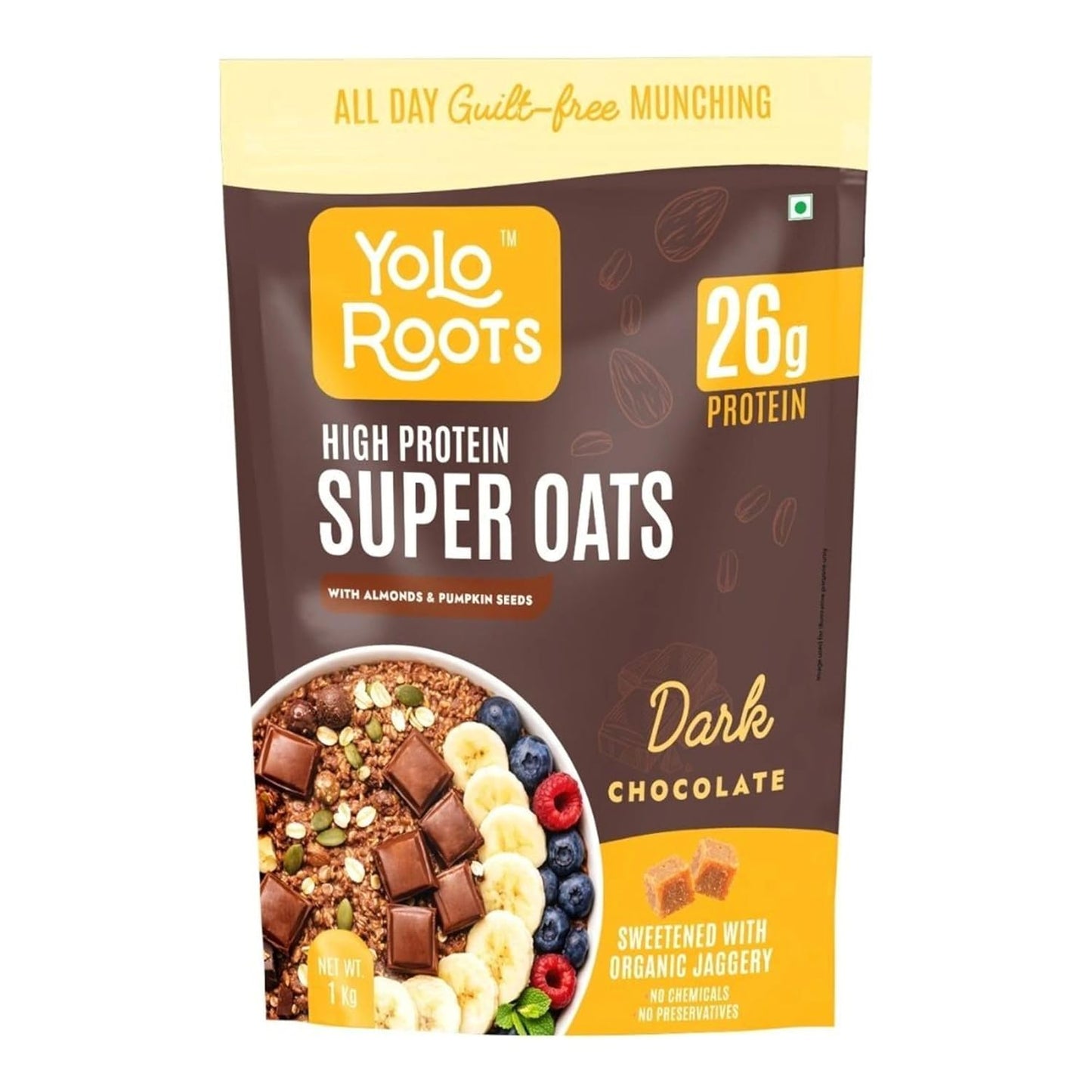 High Protein Dark Chocolate Oats 26g - Sweetened With Organic Jaggery