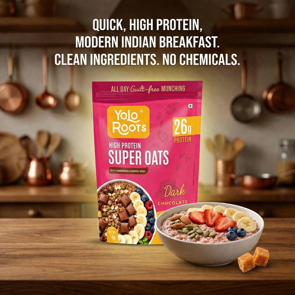 High Protein Strawberry Oats 26gm - Sweetened with Organic Jaggery