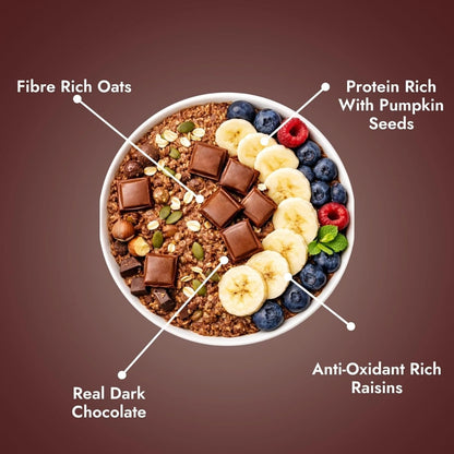 High Protein Dark Chocolate Oats 26g - Sweetened With Organic Jaggery