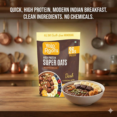 High Protein Dark Chocolate Oats 26g - Sweetened With Organic Jaggery