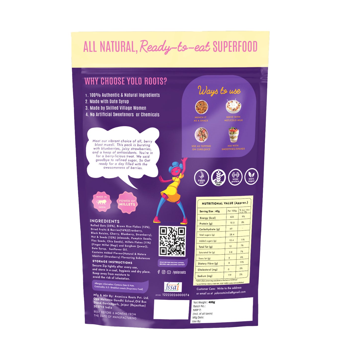 Berry Blast Muesli With Blueberry and Strawberry