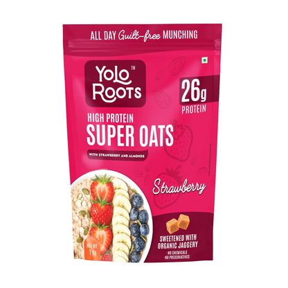 High Protein Strawberry Oats 26gm - Sweetened with Organic Jaggery