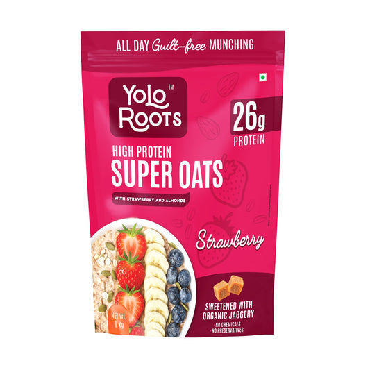 26gm High Protein Strawberry Oats - Sweetened with Organic Jaggery