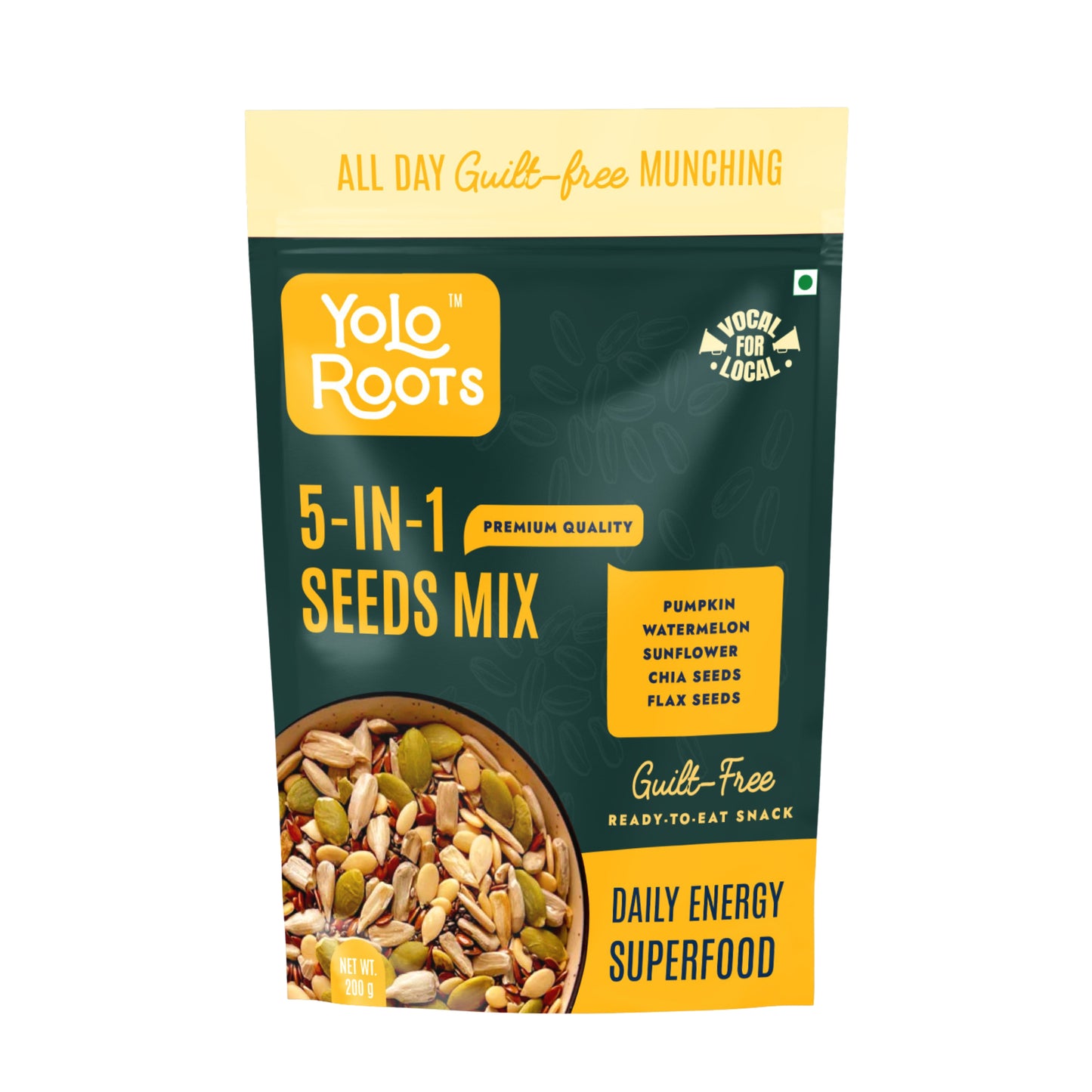 Roasted 5-in-1 Seeds Mix (Pumpkin, Sunflower, Watermelon, Flax, Chai)