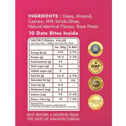 Yolo Roots Date & Nut Bites Mawa Rabdi Flavor 200g | No Added Sugar