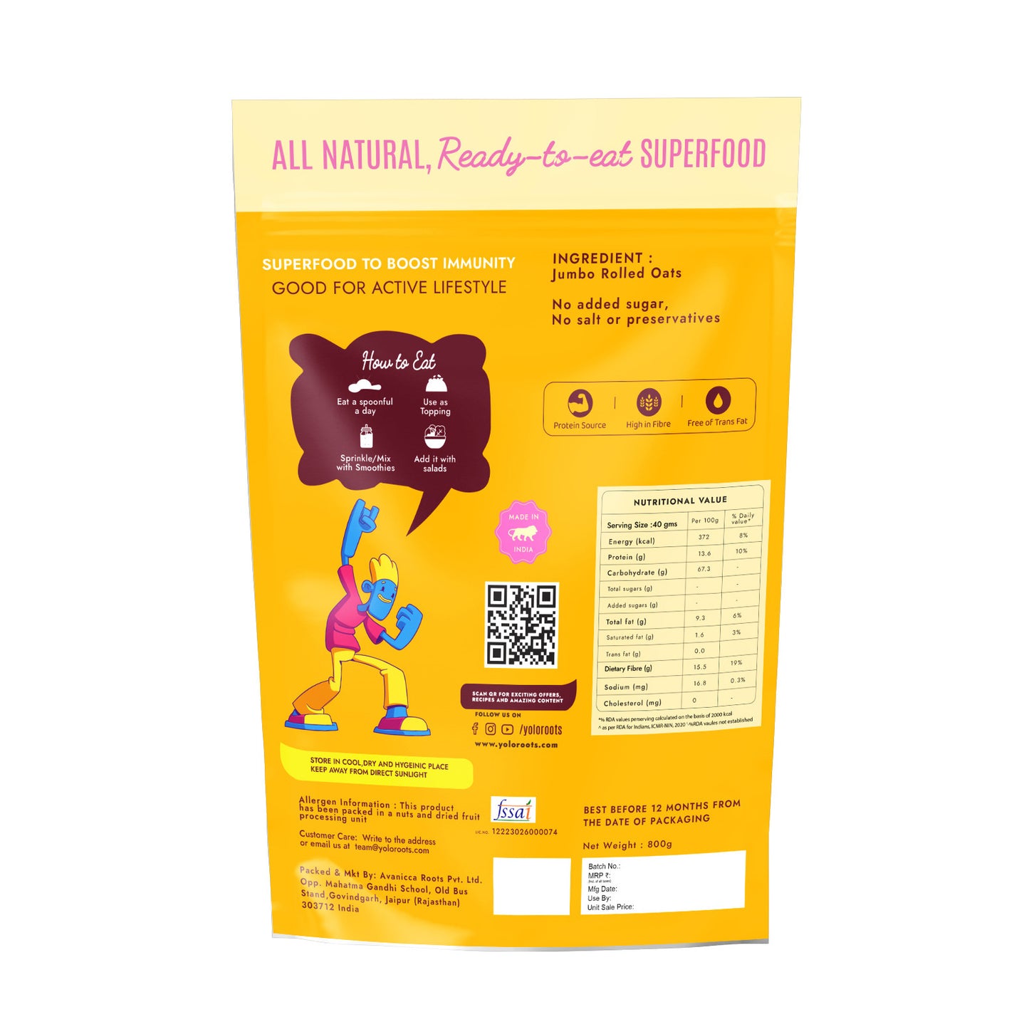 Jumbo Rolled Oats for Weight Loss in 800g
